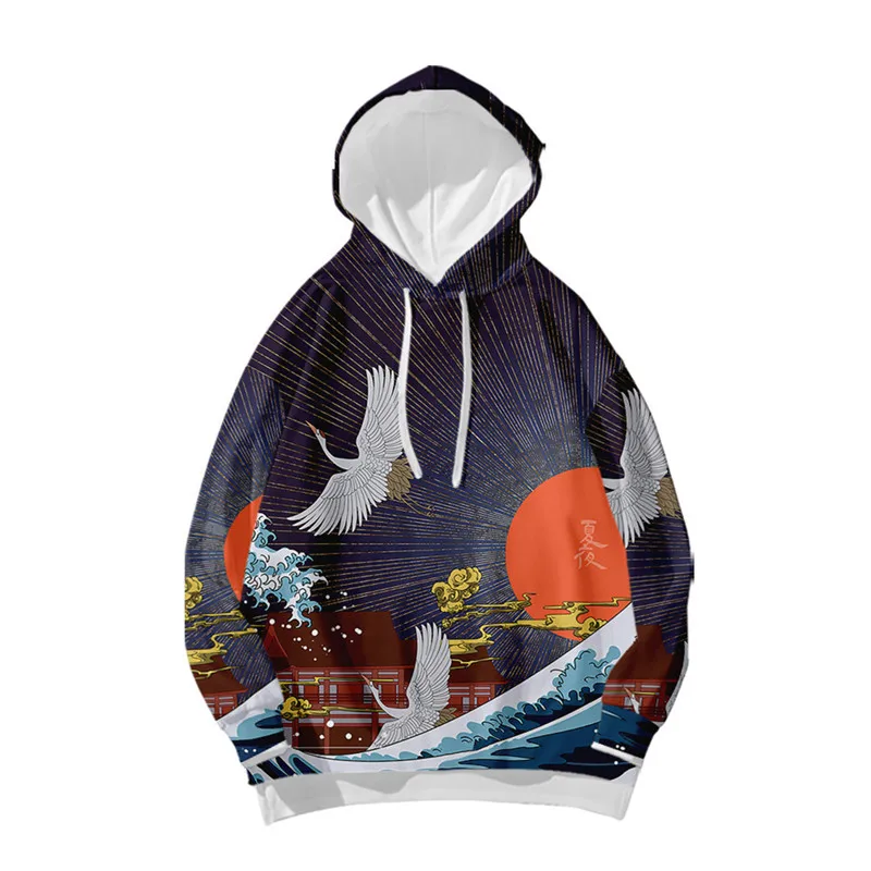 

Kırmızı güneş vinç 3D baskılı hoodies kazak harajuku streetwear hoodie erkekler kadınlar hip hop ceket ceket marka giyim