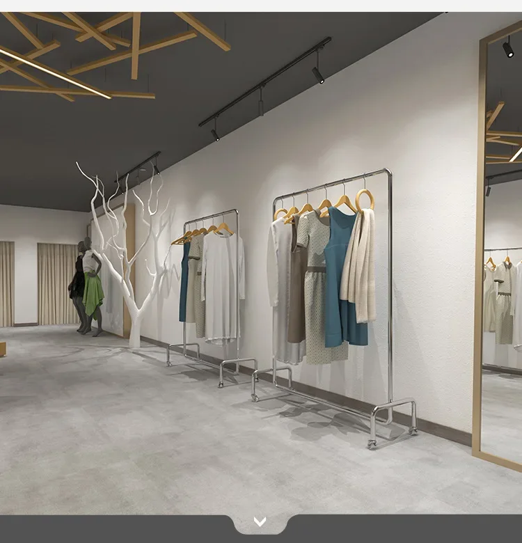 Металлическая промышленная вешалка для пальто длинный промежуточный стеллаж