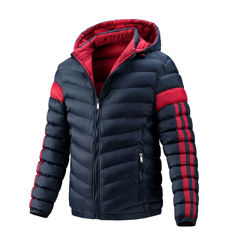 

New Men 2023 Winter Casual Korean version Jacket Parka Detachable Hat Both Side Wear Warm Coats for Male Hooded Waterproof