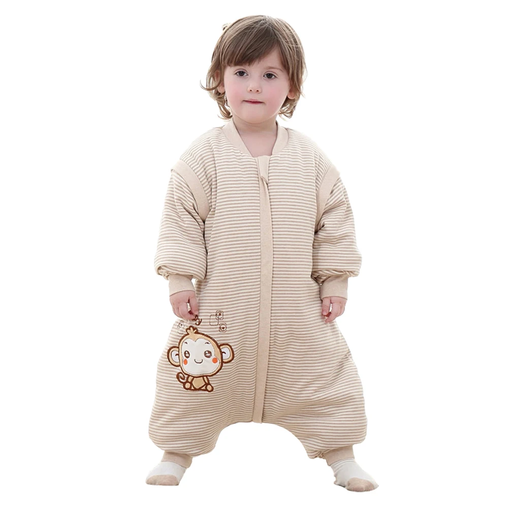 

Детские спальные мешки на осень и зиму, хлопковые утепленные детские спальные мешки с разрезами для малышей, съемный рукав, спальный мешок, постельное одеяло