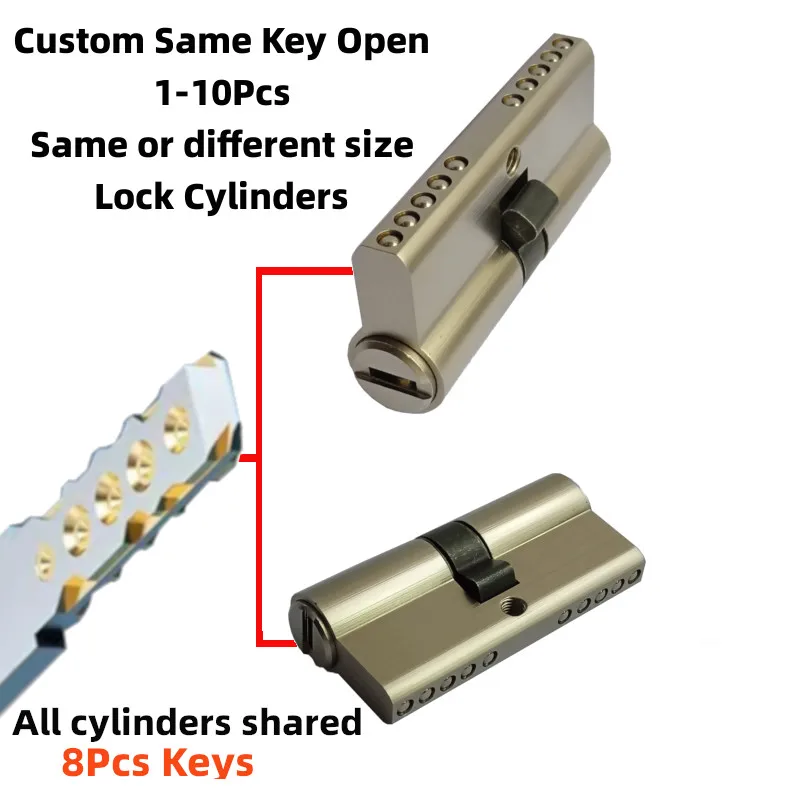 

AlaRui C07F9KA Multiple Door Lock Cylinder Same Key Eu High Security larva Float Cam 10-30 Degrees 8 Keys Pin-In-Pin Slide Blade