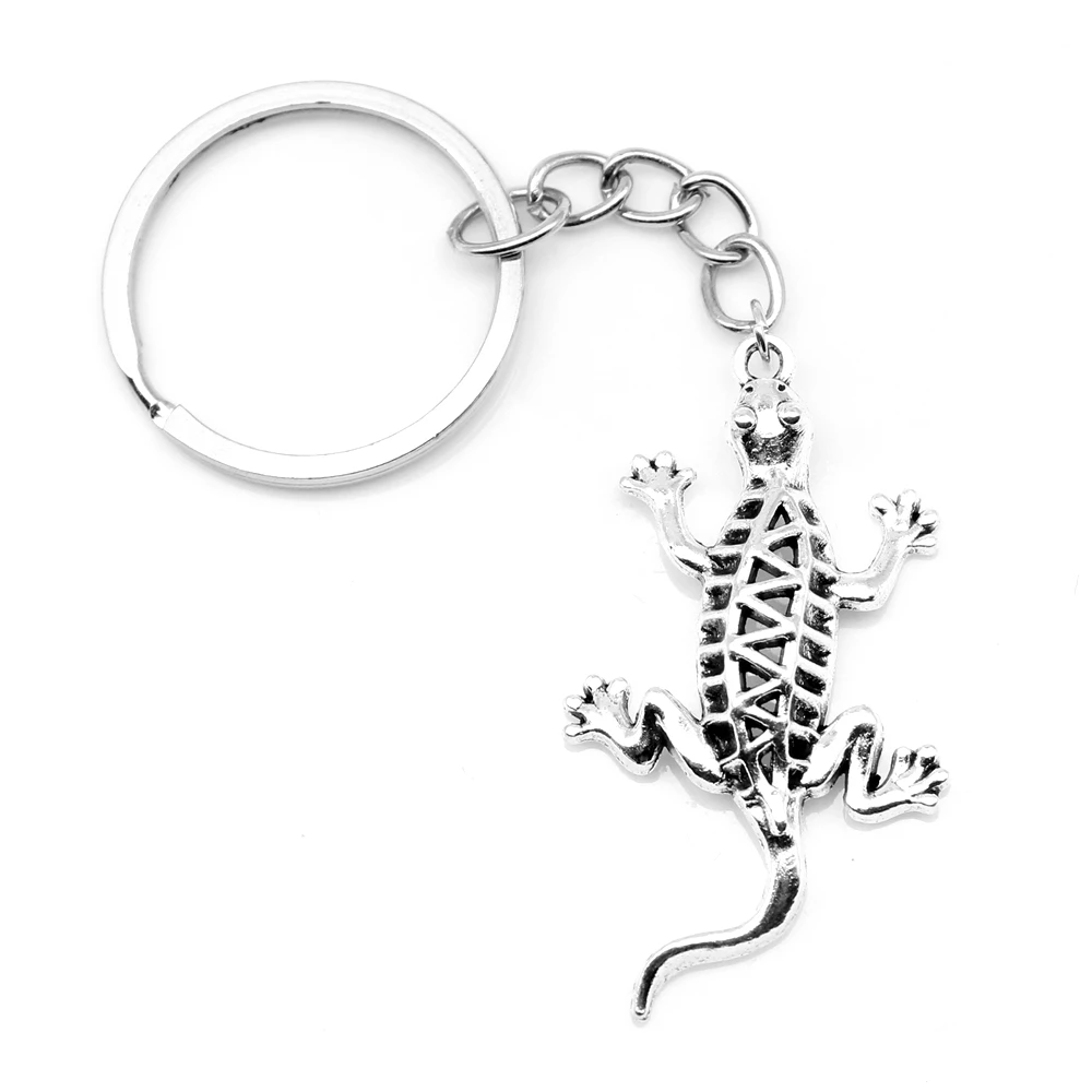 

1pcs Antique Silver Color 26x47mm Gecko Keychain Handmade Jewerly Diy