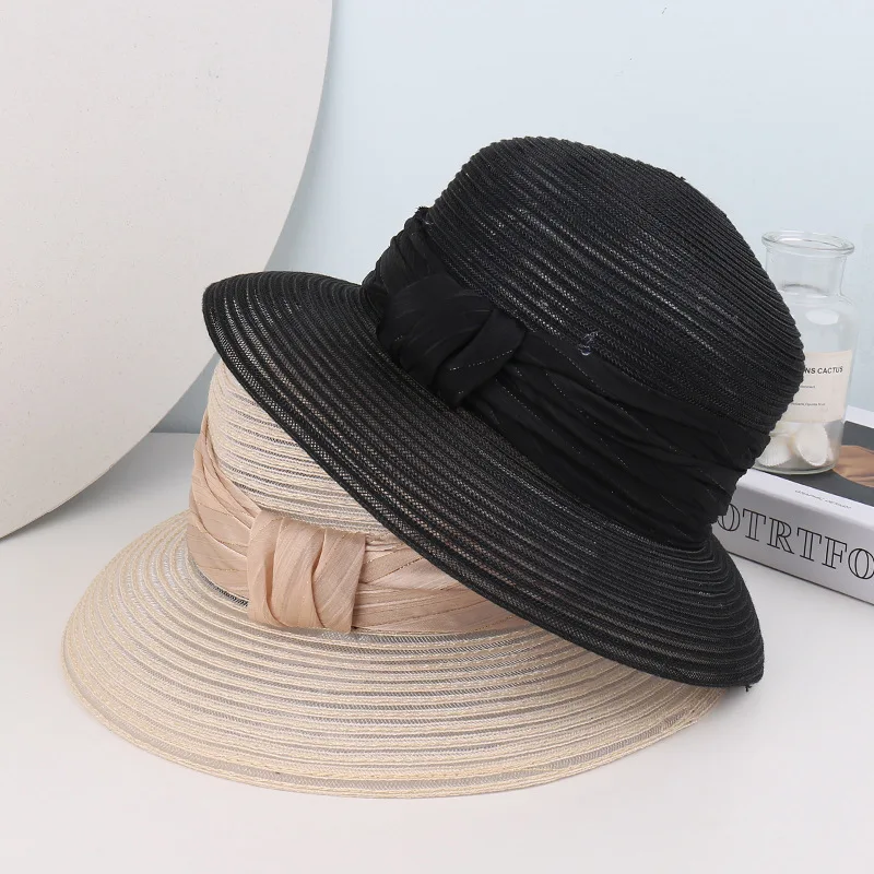 Фото MAXSITI U летняя дышащая Солнцезащитная шляпа Sombreros для женщин Складная пляжная шляпа в рыбацком стиле черная соломенная шляпа Панама Кепка №4