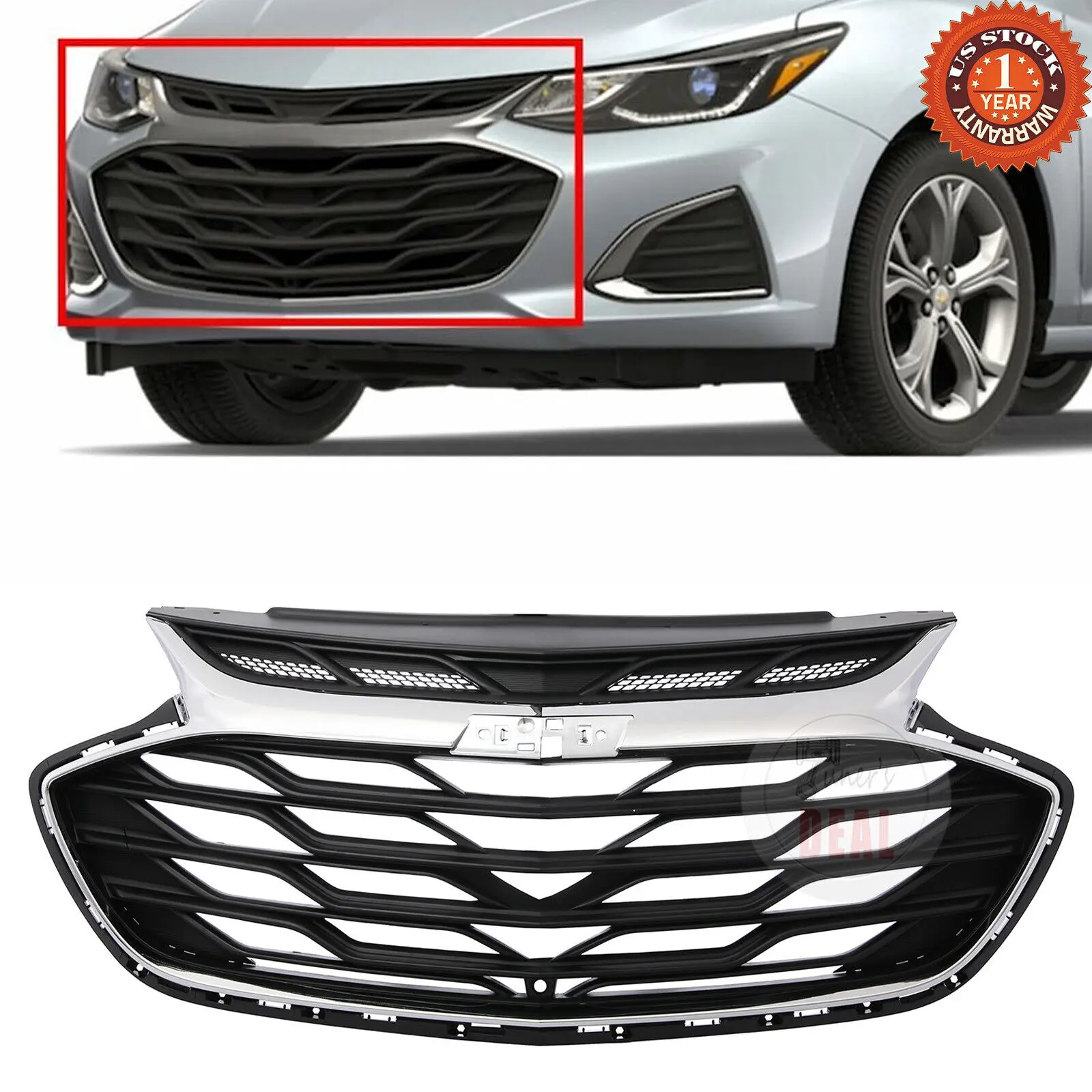 

Front Upper Bumper Grille Assembly Black Chrome For 2019 Chevrolet Cruze 42674397 Car Accessories