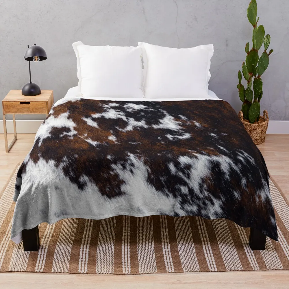 

Коричневая воловья кожа, с рисунком из коровьей кожи, современное одеяло из искусственной кожи, пушистое одеяло