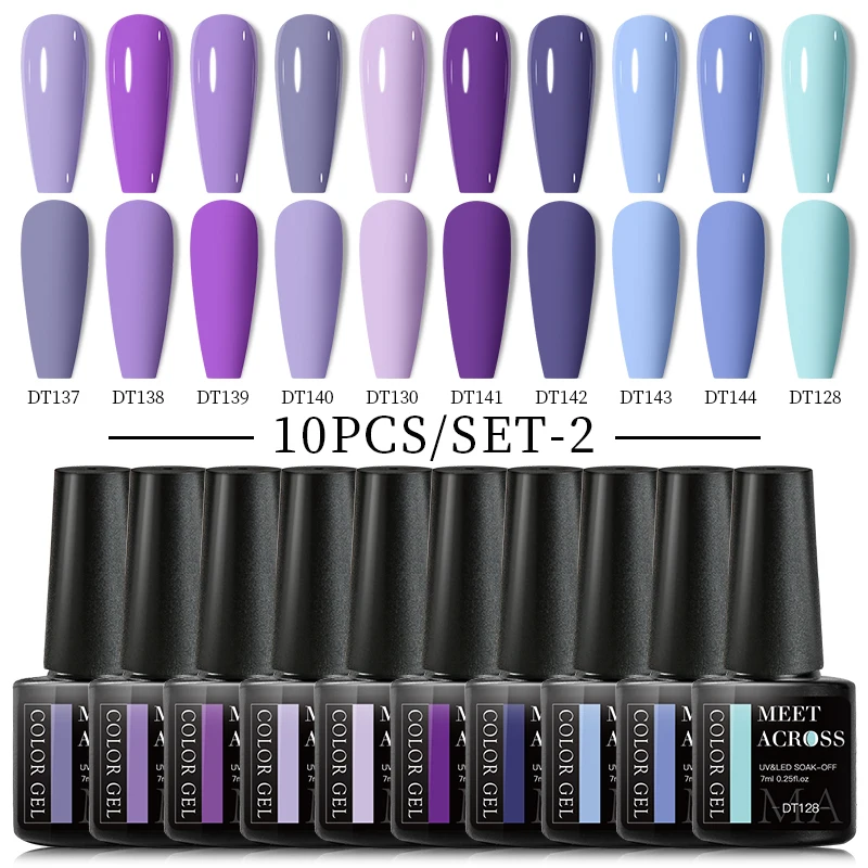 MEET ACROSS 10/12Pcs набор гель-лаков для ногтей 8ml полуперманентный Цвет Гель-лак