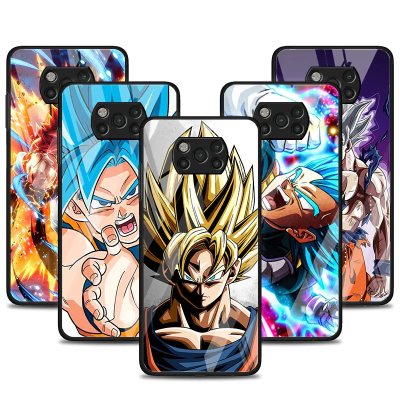 

Стеклянный чехол Dragon Ball Z Super Saiyan для Xiaomi Redmi Note 10 11 12 8 9S 9 12C 10C 9A 9C K40, силиконовый мягкий чехол для телефона