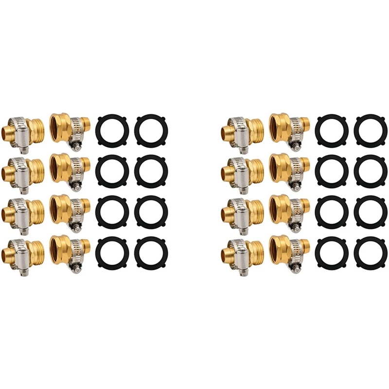 

2 шт., комплект для ремонта садового шланга, алюминиевый комплект для ремонта водяного шланга, соединители для шлангов с зажимами для шлангов 5/8 дюйма или 3/4 дюйма, розничная продажа