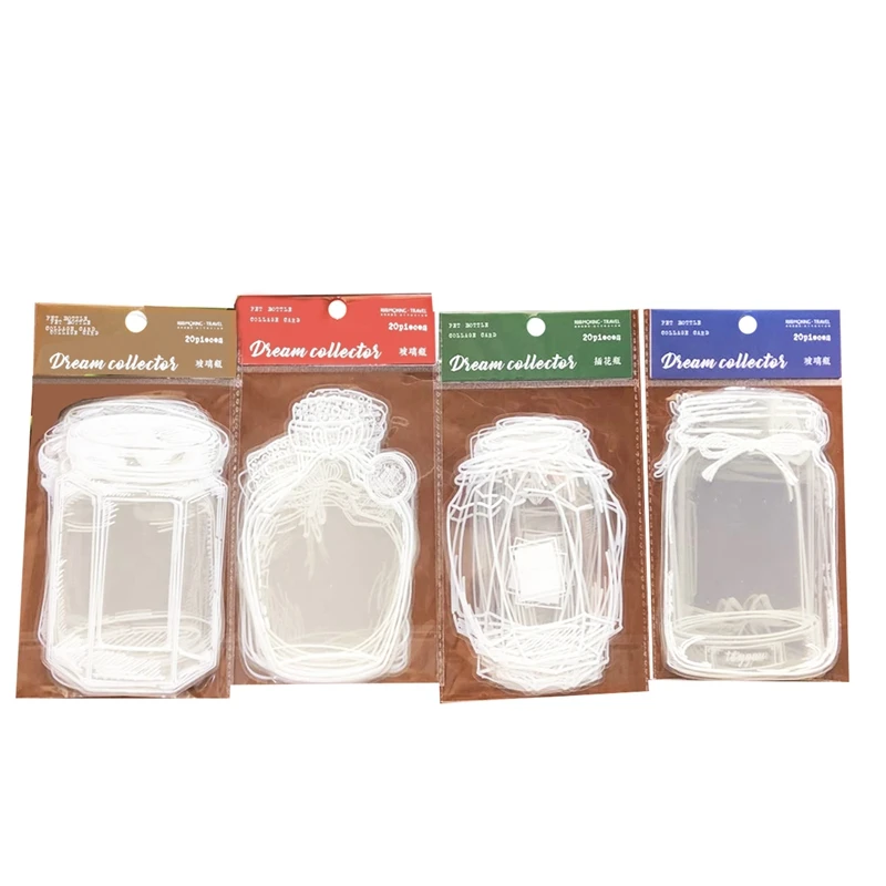 

80Pcs Glassware Bottle Shape Frame Stickers For Scrapbooking Decorative Decals Paper Planner Junk Journal Supplies