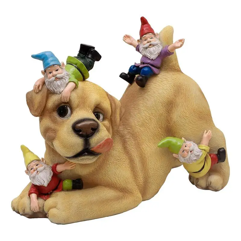 

Garden Dog Gnome Statue Resin Fairy Garden Dwarf Dog DIY Craft Garden Art Gift Dog Sculpture Home Decoration Figurine Ornament