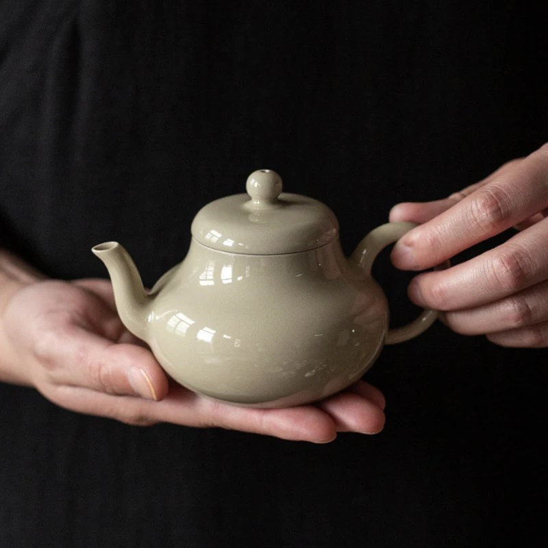 

170ml Grass and Wood Ash Glaze Ceramic Teapot Single Pot Japanese Retro Handmade Small Teapot Household Kung Fu Tea Set Teapot