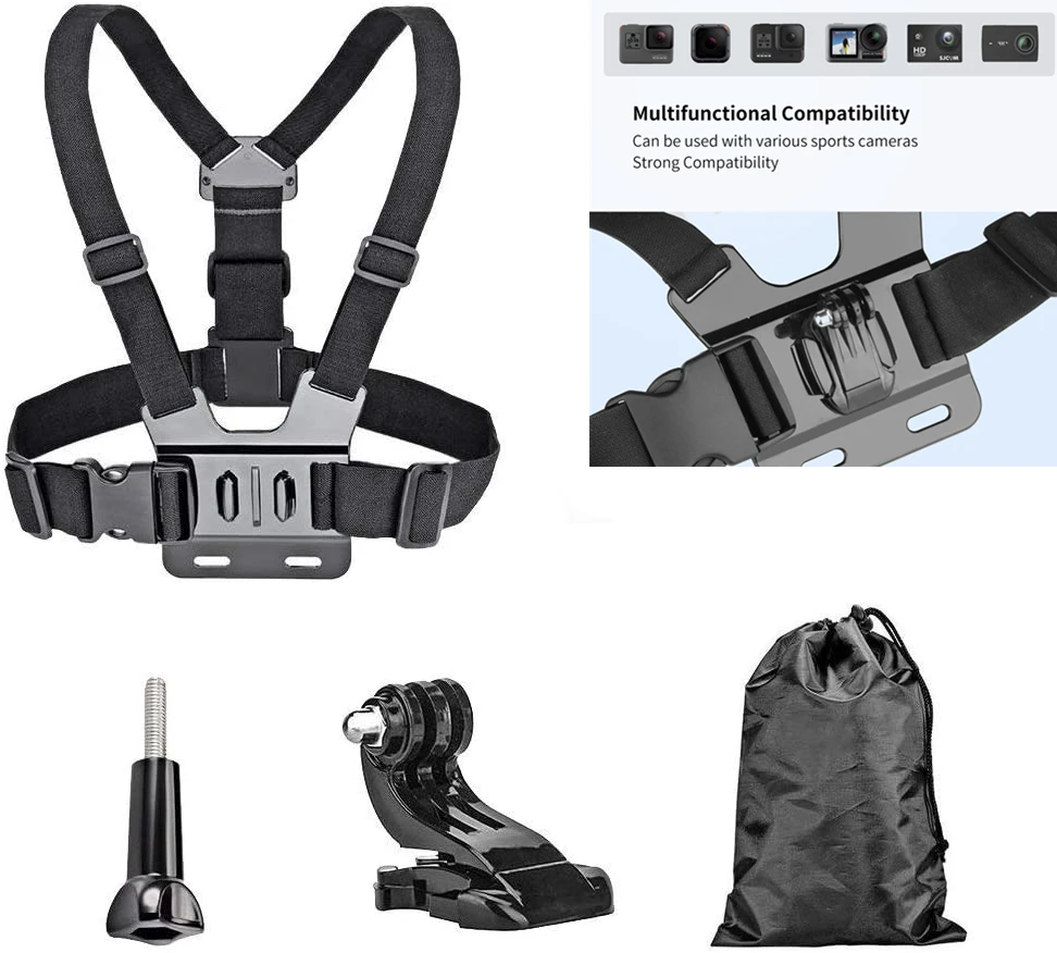 

Chest Strap Mount Belt for Gopro Hero 10 9 8 7 6 Insta360 R X2 DJI OSMO Action Camera Harness for Go Pro SJCAM EKEN Accessories