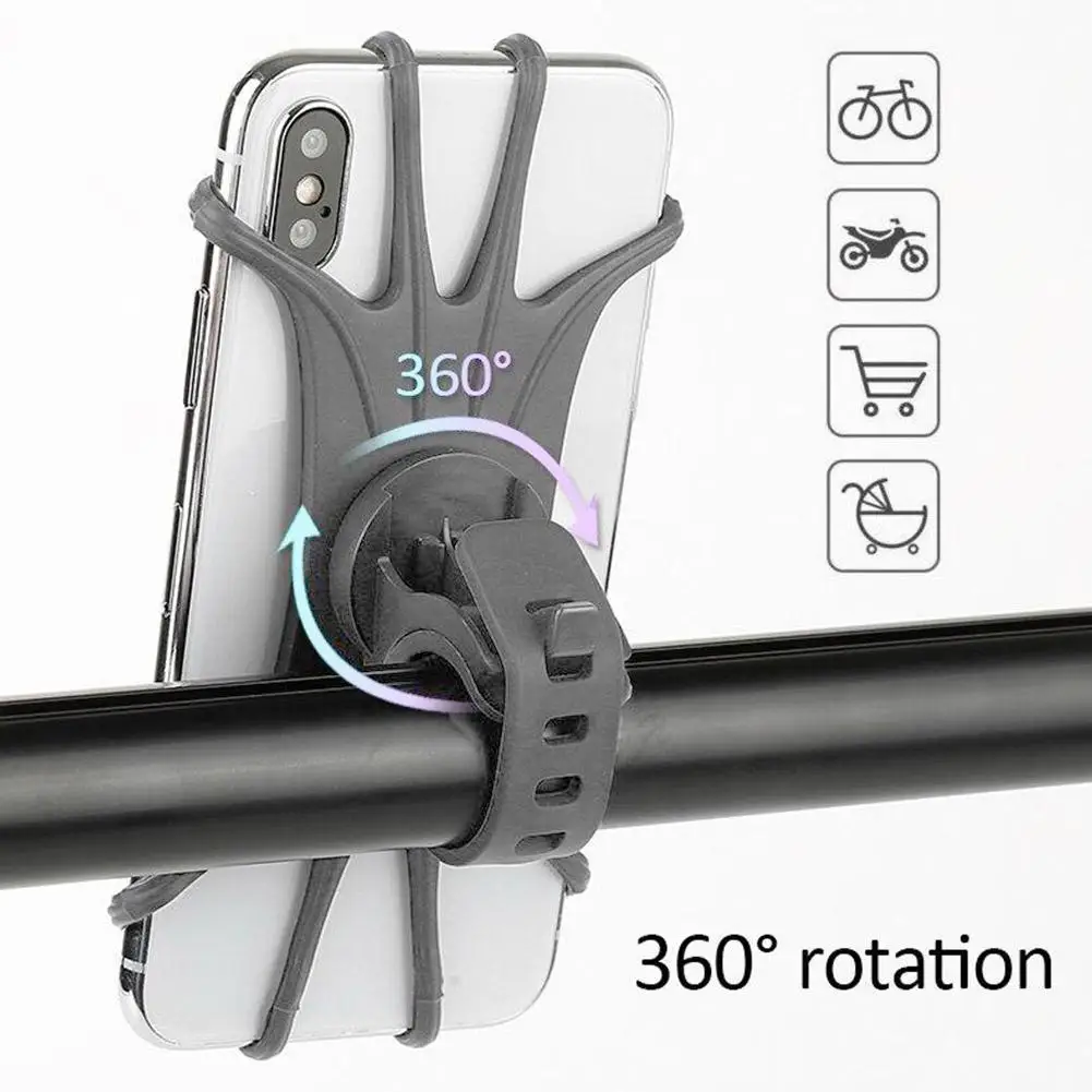 

Silicone Bike Mobile Phone Holder Adjustable Motorcycle Handlebar Callphone Bracket 360° Rotatable Bike Accessories