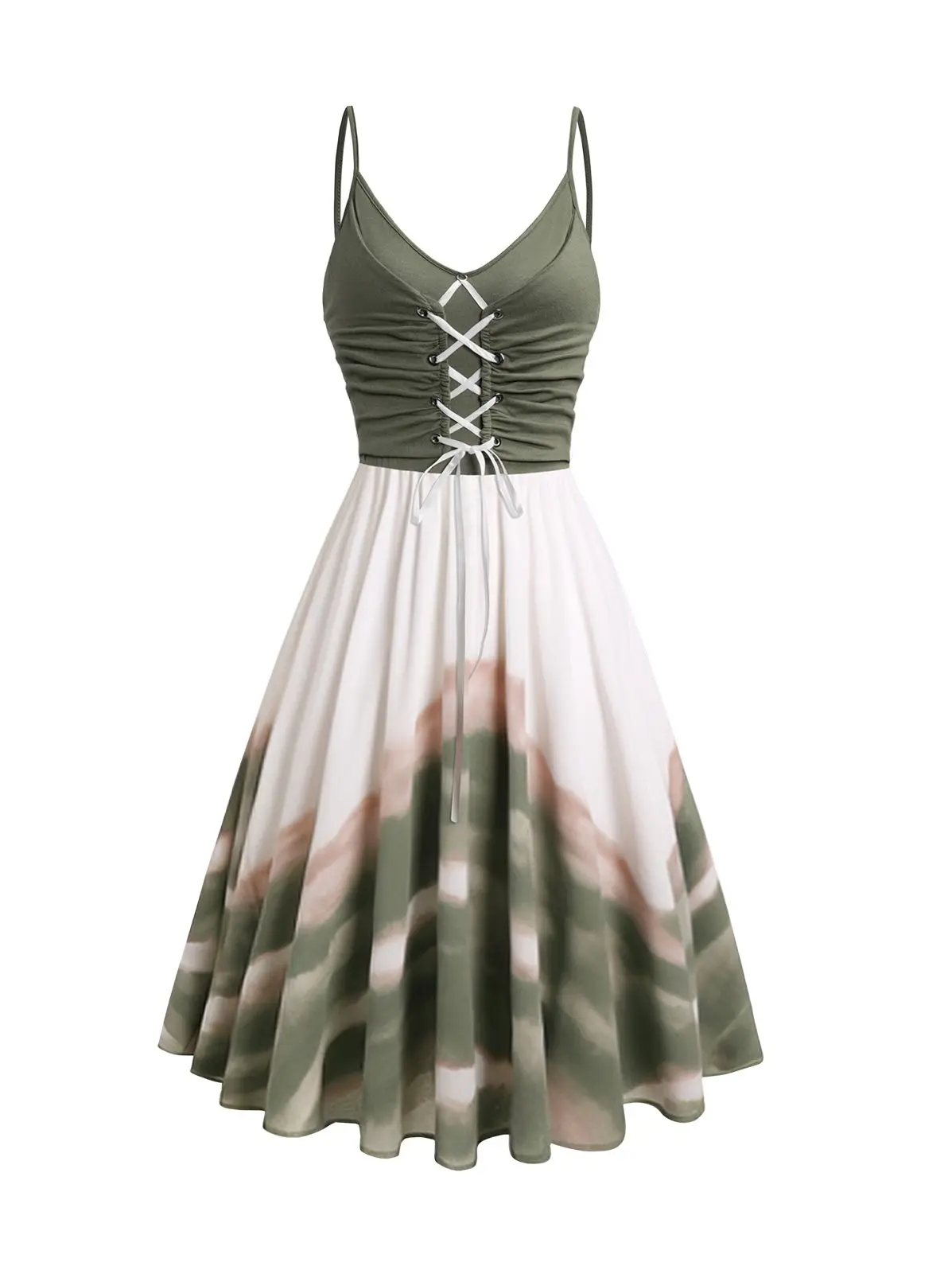 

Платье женское летнее на бретельках с V-образным вырезом и принтом