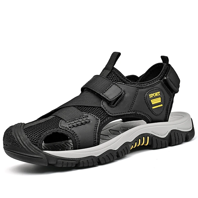 Мужские летние сандалии новые модные мужские уличные из натуральной кожи