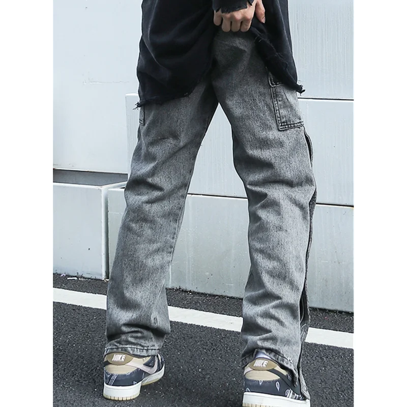 Streetwear Men 2022 Fashion New Pattern Vintage Recreational Black Jeans Loose Straight Cylinder Broad Leg Trousers Autumn Women