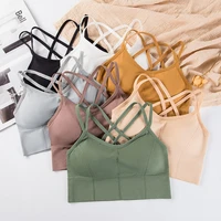 beautiful back underwear female bralettes students wire free korean thin small chest gather top bra for women camisole tanks