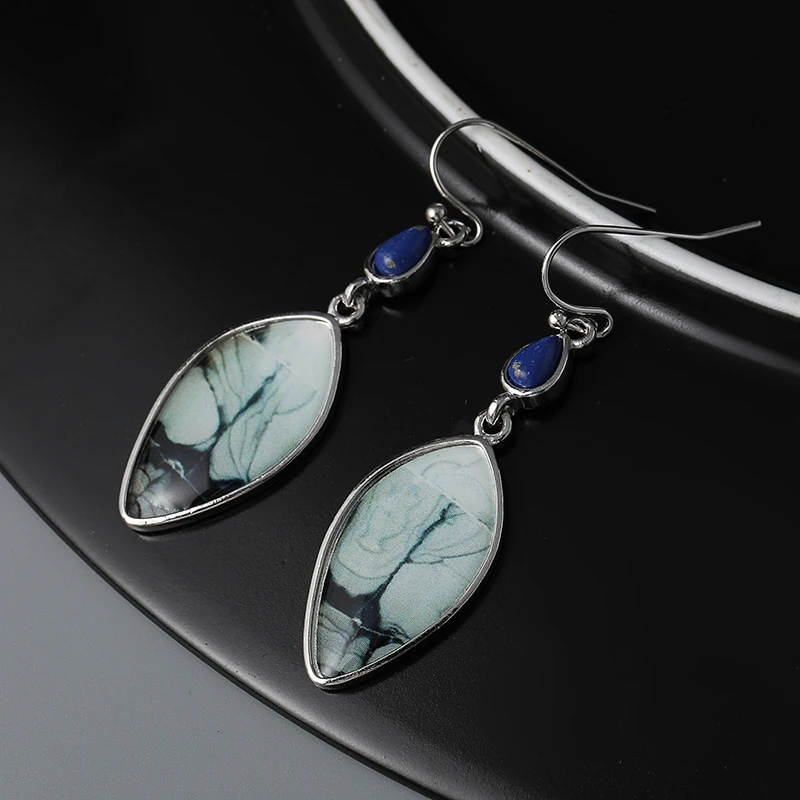 Пара бирюзовых Подвесок в форме капли воды винтажные элегантные серьги с
