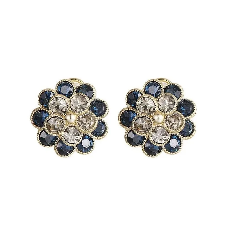 Exquisite Luxury 925 Silver Needle Women Fashion Sunflower Flower Temperament Crystal Diamond Earrings Pendant Jewelry Anniversa