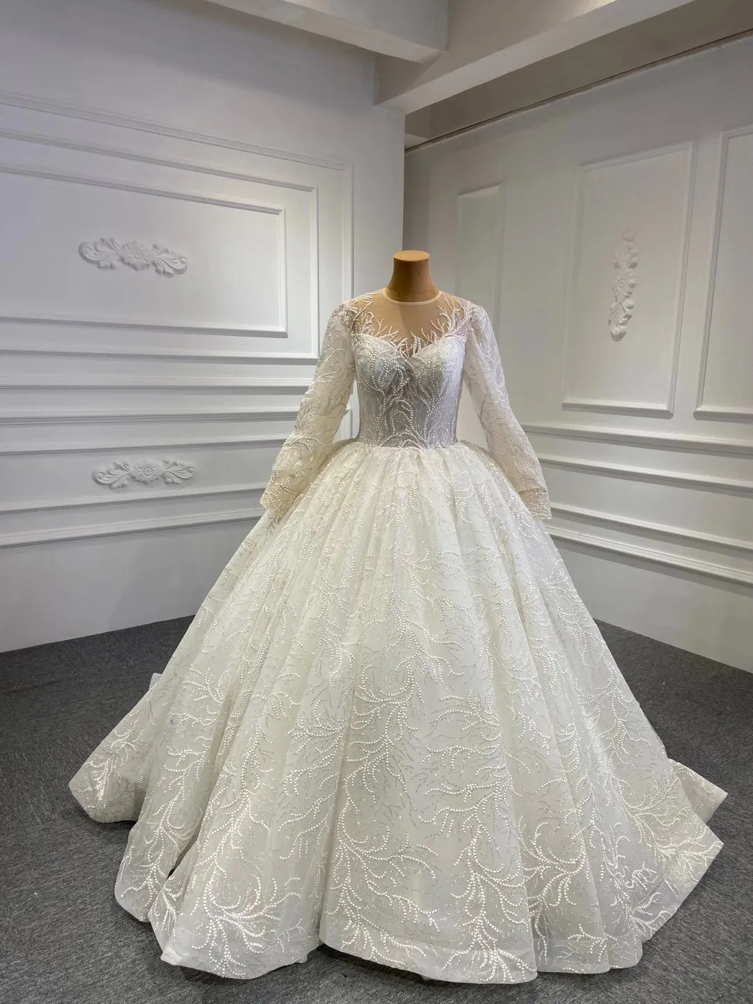 

Aoliweiya Bridal #67168 Long Sleeve Illusion Wedding Dress
