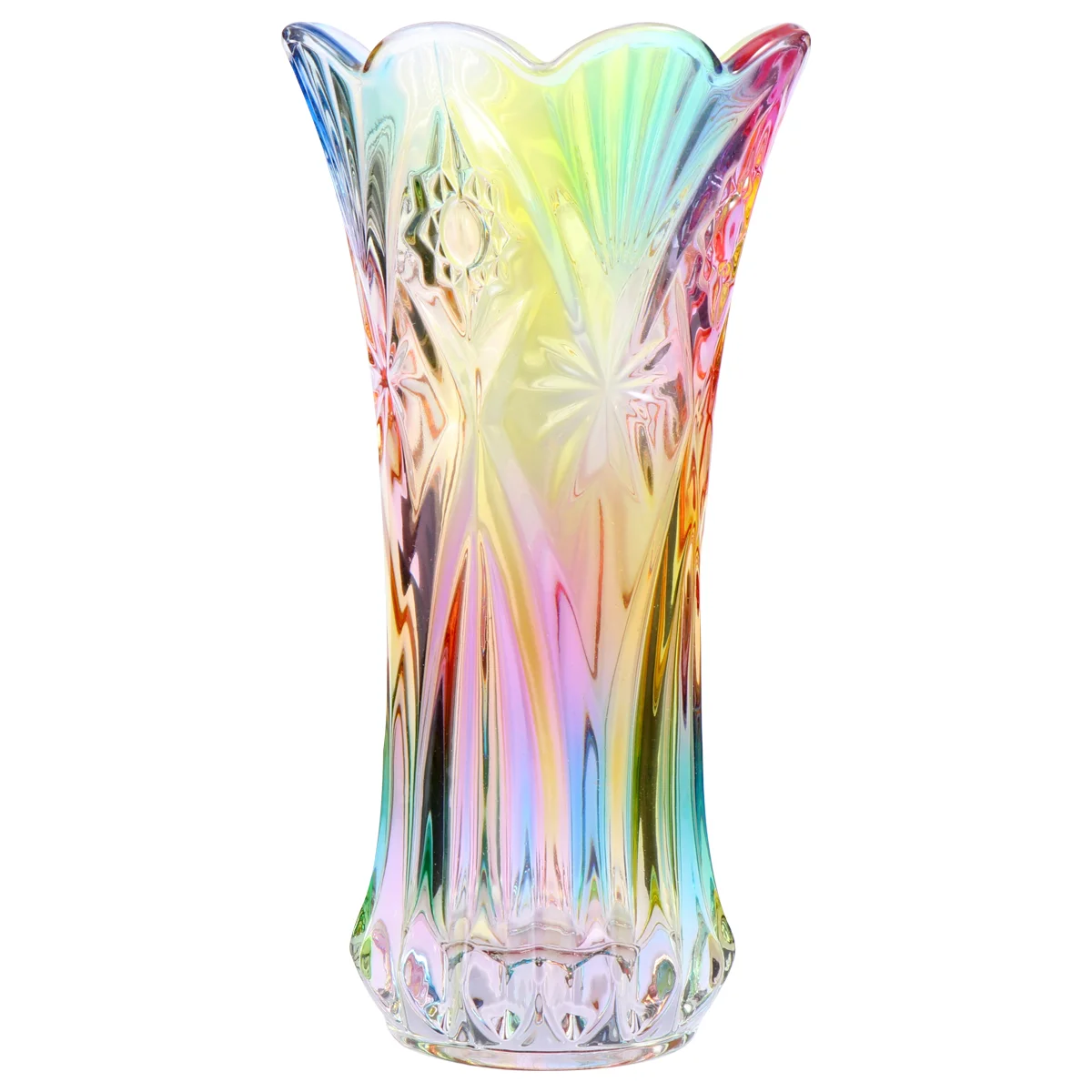 Vase Vasesglass Flowers Flower Crystal Living Room Clear Rainbow Coloured Decorative