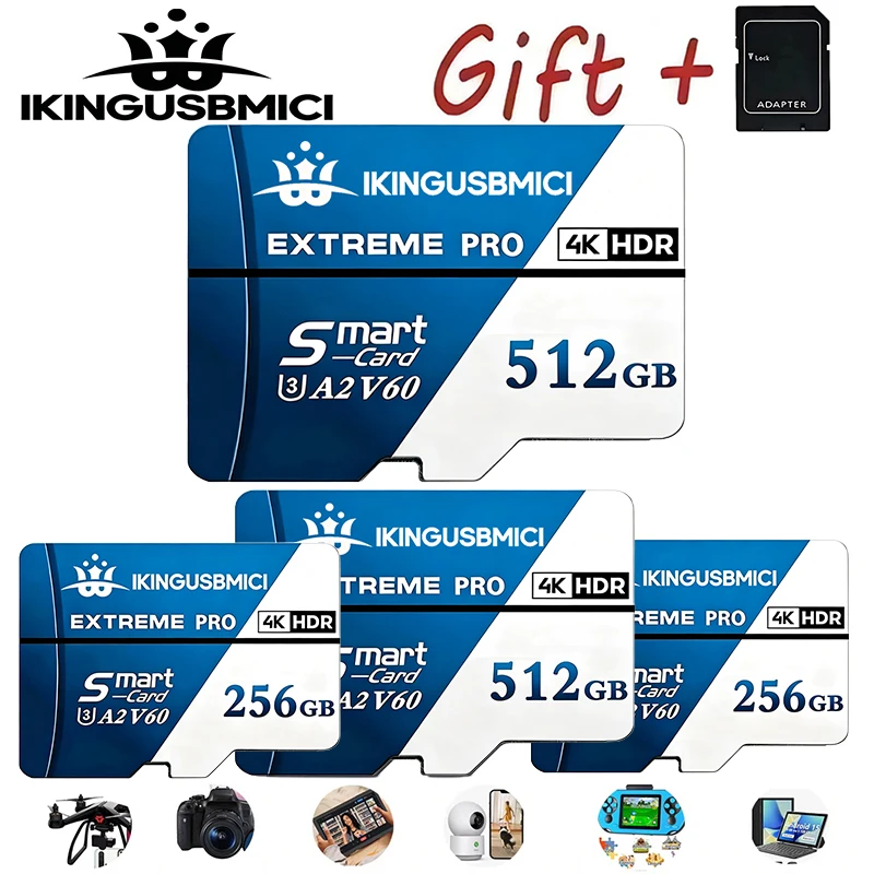 Фото Высокопроизводительные карты памяти TF, SD, Micro TF SD объемом 64 ГБ, 32 ГБ, 256 ГБ, 128 ГБ, устойчивые к рентгеновскому излучению, Full HD U3 для ПК и телефонов №1