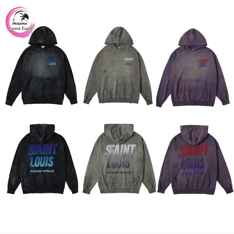 24SS Фиолетовый Серый Черный SAINT LOUIS Diamonds Толстовка с градиентным логотипом Бренд