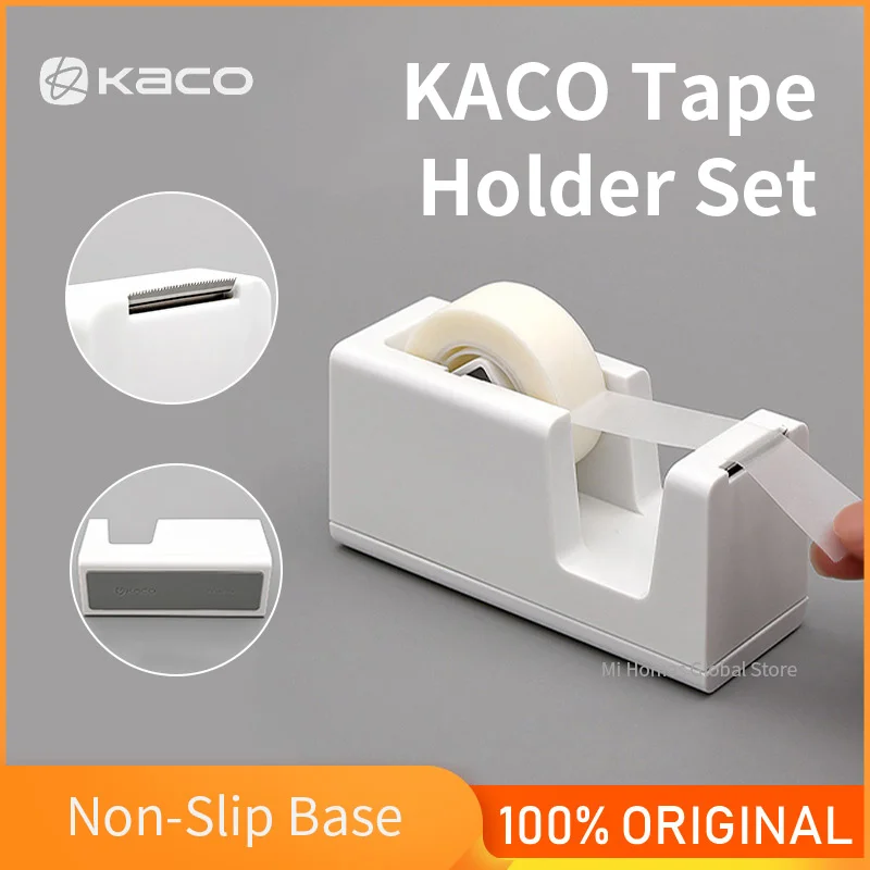 

Kaco Tape Dispenser Non-Slip Base Tape Cutter Holder With 2 Rolls Tapes Stationery For Office School Home