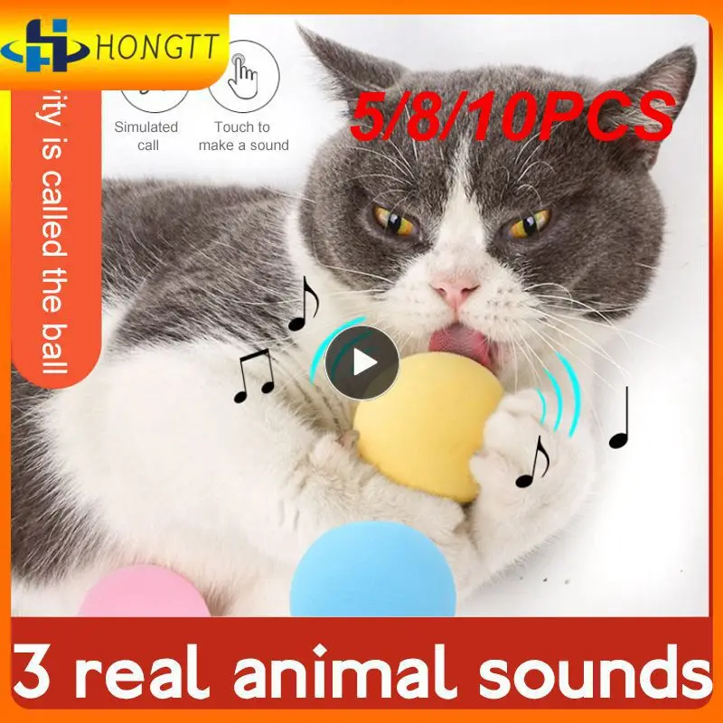 

5/8/10PCS Interesting Bite Toy Safe And Non-toxic Grind Ones Teeth In Sleep Chewing Ball With Catnip Can Add Cat Claws