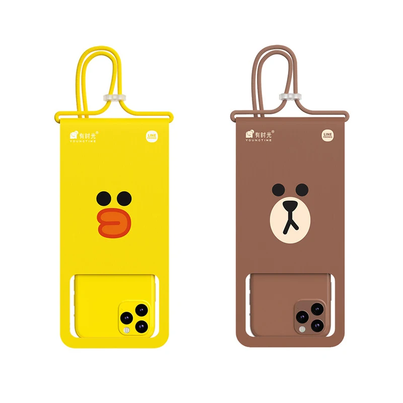 

Коричневая водонепроницаемая сумка LINE FRIENDS, милый аниме чехол для плавания с сенсорным экраном и защитой от дождя