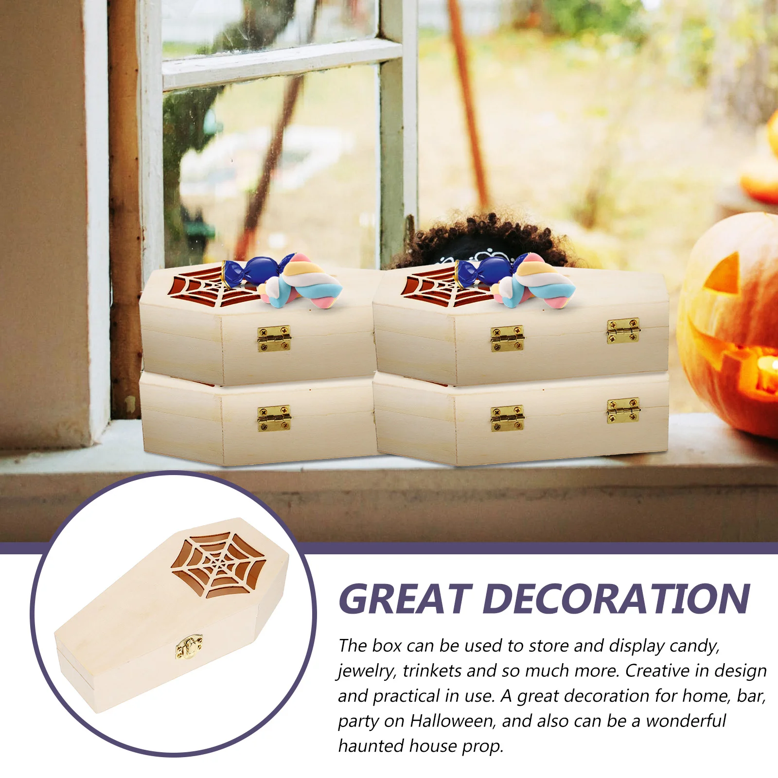 Деревянная коробка-гроб для Хэллоуина деревянные коробки хранения конфет