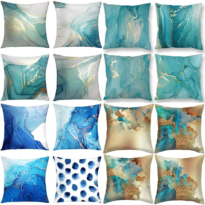 

2022 45x45 Abstract Geometry Pillowcase Art Work Gold Stripe Pillow Case Decorative Cushions for Bed Autumn Decor Cushion Cover