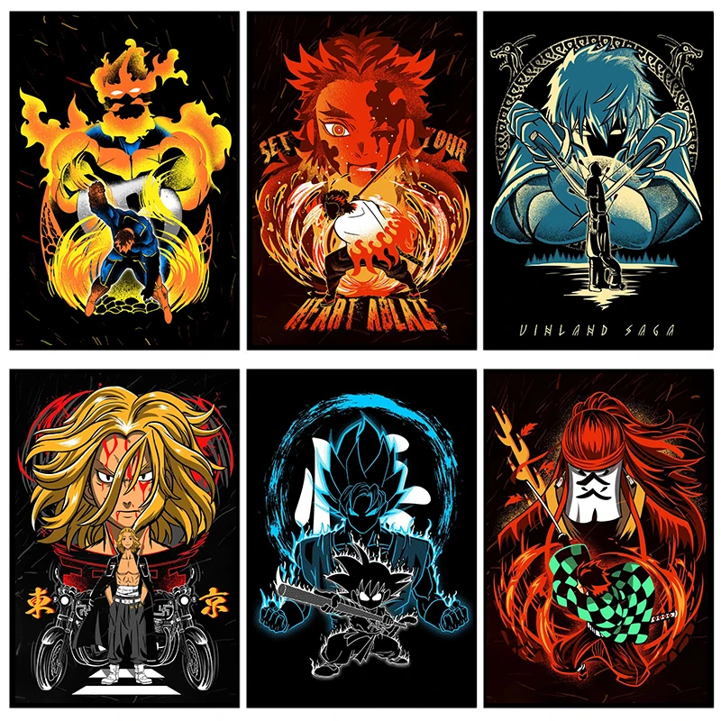 

Home Decor Abstract Cartoon Canvas Painting Pop Japanese Anime Wall Art Nordic Posters and Prints Wall Poster Bedside Background