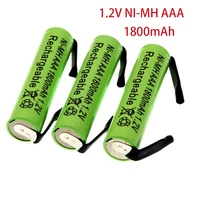 ni mh 1 2v aaa rechargeable battery cell 1800mah with solder tabs for philips braun electric shaver razor toothbrush