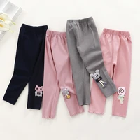 autumn solid girl leggings kid cute appliques skinny trousers spring thin 2 8y child casual stretch pant elastic waist sweatpant