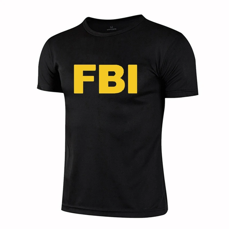 

Teenager Quick Dry Short Sleeve Sport Gym Jerseys Fitness Shirt FBI Logo Trainer Running T-Shirt Teenager Breathable Sportswear