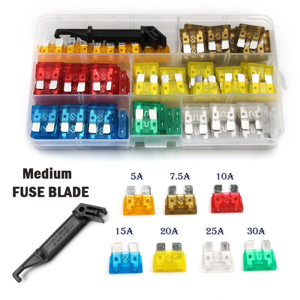 

120PCS Medium Car Blade Fuse Aluminum Fuses Automotive 5A-30A Fuse Box+1PC Car Fuse Clip