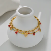 french vintage wealth eye bead bracelet for women design pearl bracelet stainless steel jewelry pulsera chain link bracelets