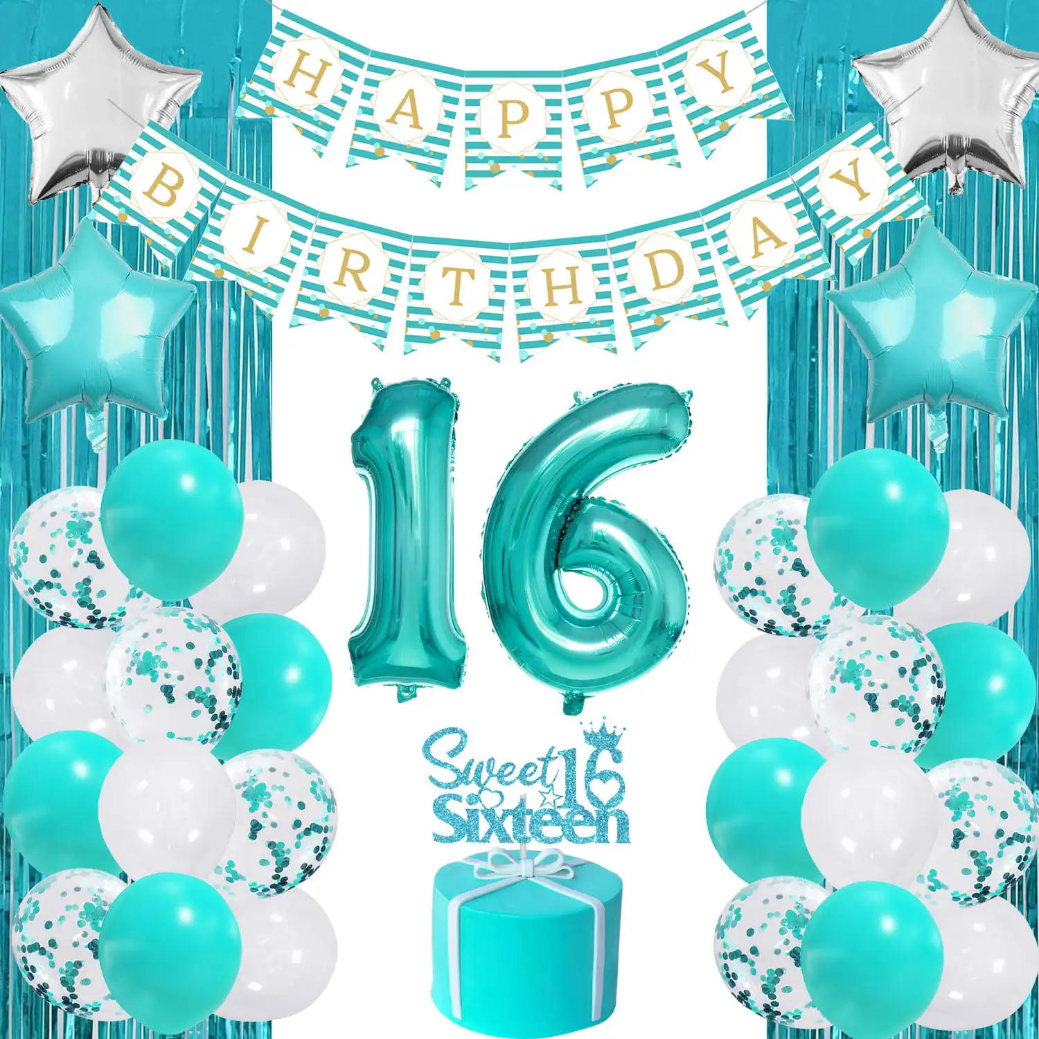 

Набор воздушных шаров FANGLELAND с надписью «Happy Birthday», 16 и 16 тортов