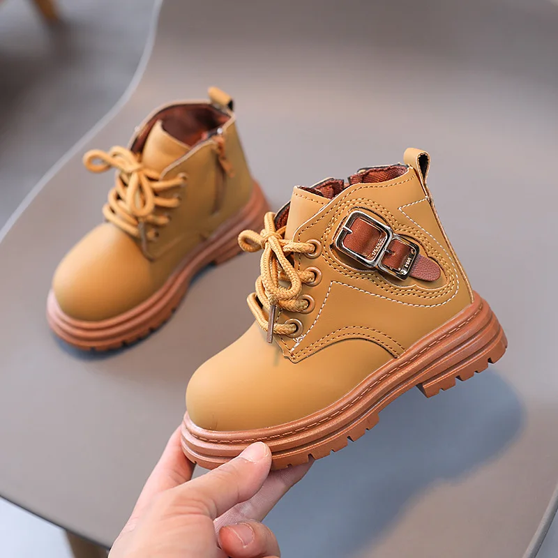 2022 Baby Boys Platform Buckle Fashion Boots 1-6 Years Baby Girls Short Ankle Boots Toddler Shoes Infant Sneakers First Walkers