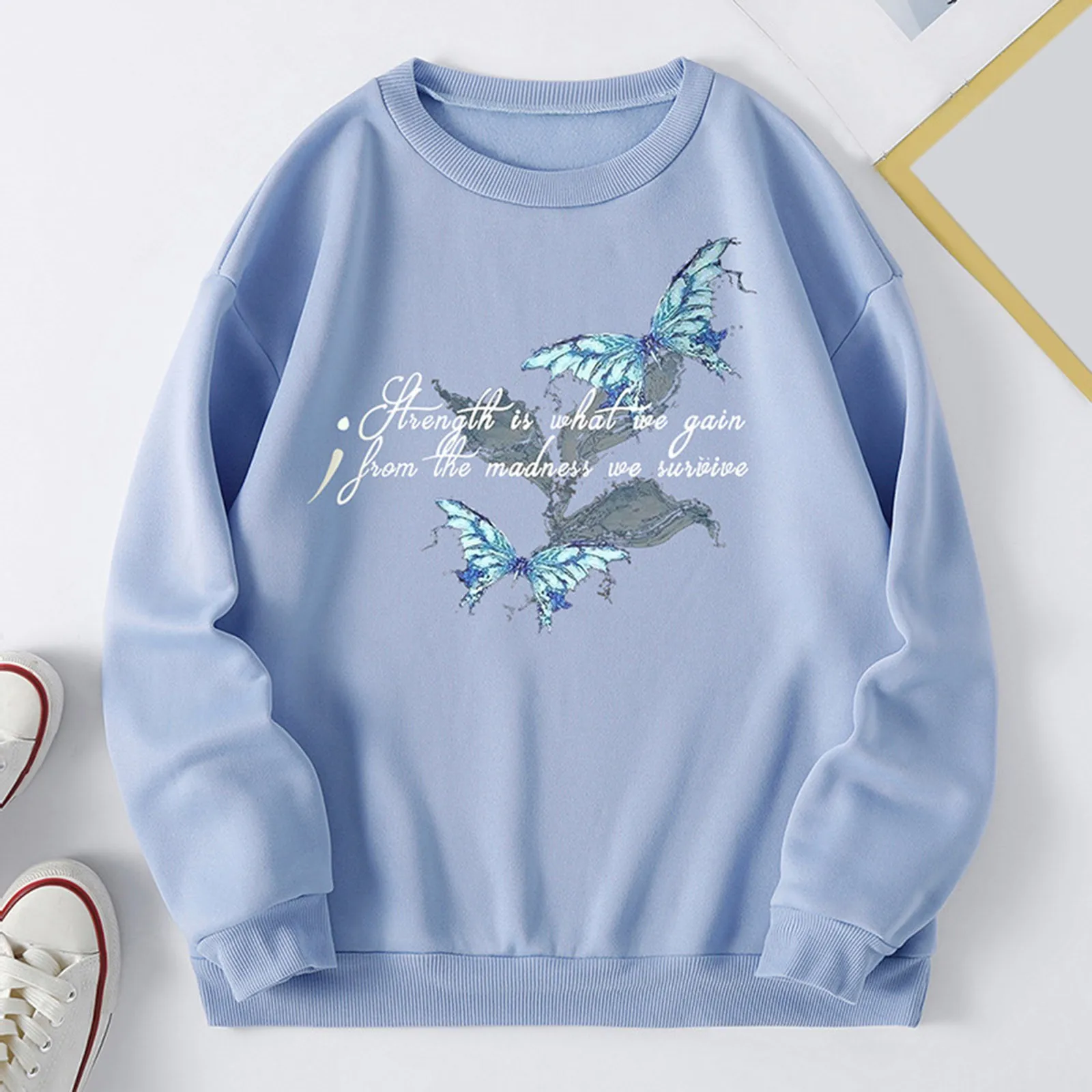 

Women Clothing Feminina Hoodies outwear bluza damska Womens Autumn Winter O Neck Alphabet Print Fleece Loose Fit Sweatshirts