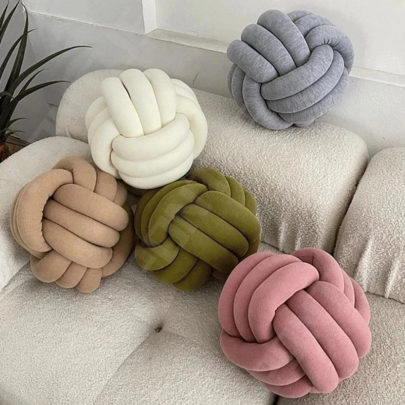 

Cotton Hand Knot Cushions DIY Knitting Yarn Back Cushion Home Cozy Sofa Seat Car Lumbar Pillows Office Chair Hand Rest Pillows