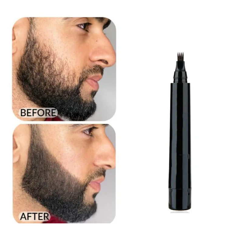 

Custom 2 Colors Waterproof Four Pronged Beard Pencil Long Lasting Sweatproof Portable Easy To Wear Private Label Bulk Makeup