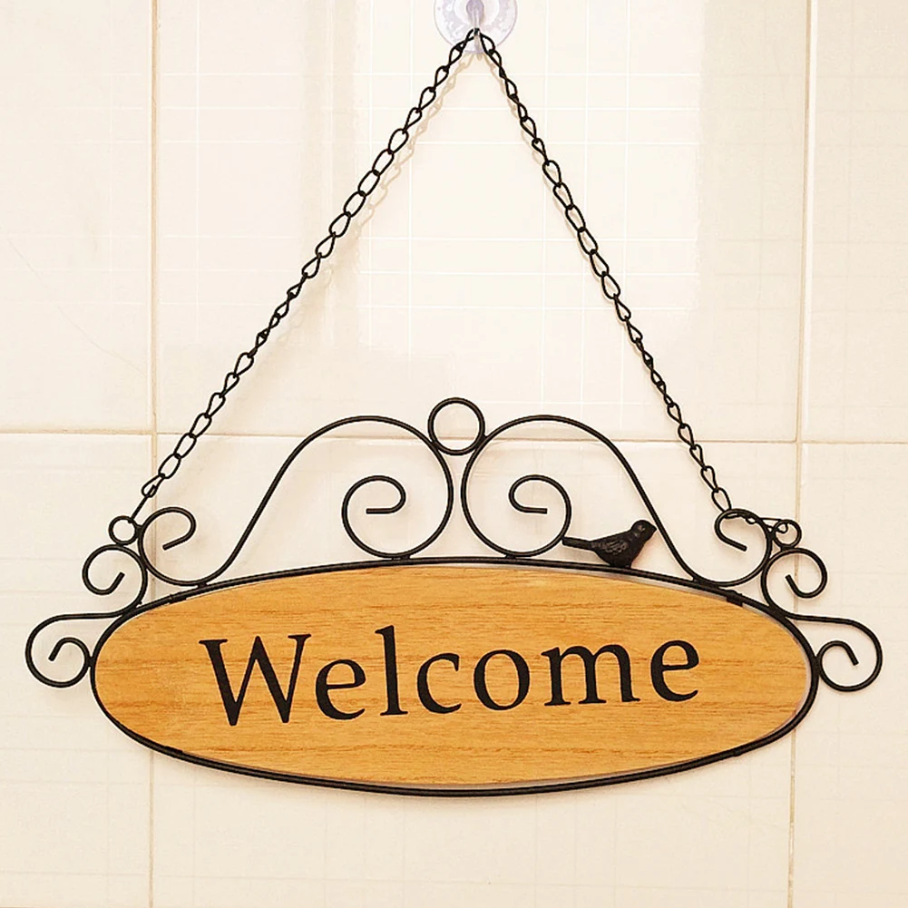 

Cafe Office Garden Home Gate Durable Shop Bar Wall Hanging Door Plaque Vintage Practical Decorative Welcome Sign Wood Iron