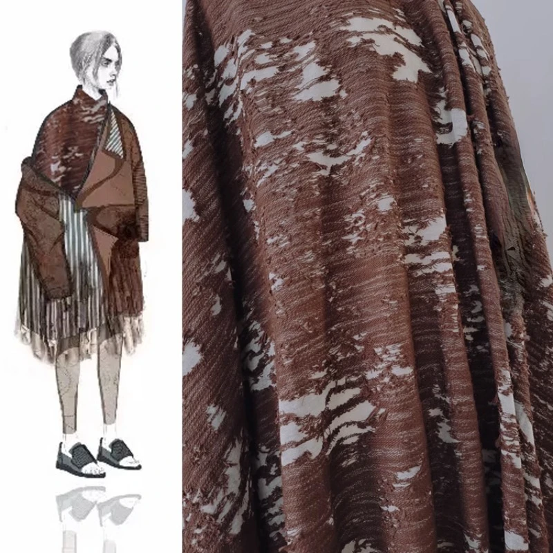 

Knitted Fabric Coffee Color Fashion Punk Artist Fabric T-shirt Fashion Wholesale Cloth for Diy Apparel Sewing Meters Material