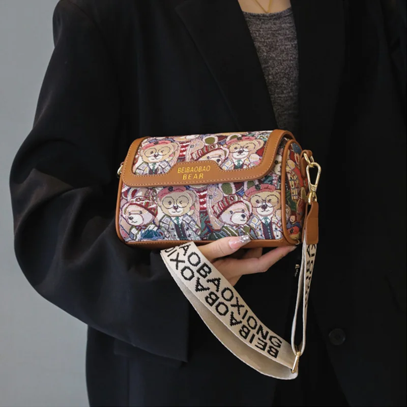 Новинка 2024 коричневые повседневные сумки через плечо для женщин