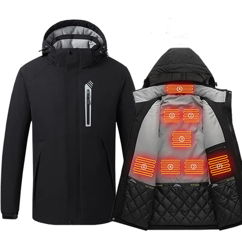 Xiaomi Intelligent Heated Jacket 8 Zones Heating USB Charging Outdoor Sports Ski Suit Windproof Waterproof Jacket with Cap