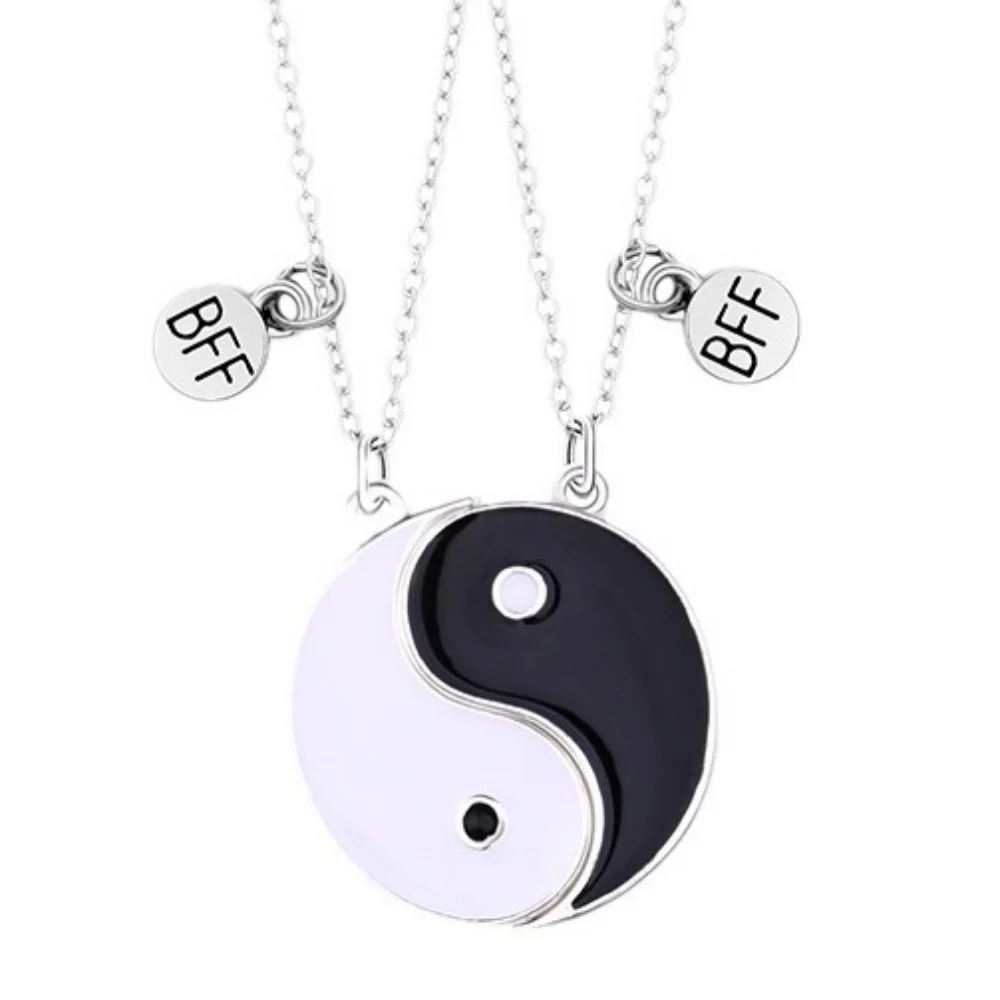 Фото 2Pcs/set Best Friend Taichi Magnetic Pendant Necklaces Retro Couples Friendship Adjustable Geometric Jewelry Accessories Gift №1