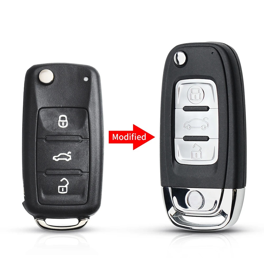 

Обновленный чехол KEYYOU для ключа для VW Volkswagen Golf Mk6 Tiguan Polo Passat CC SEAT Skoda Octavia, 3 кнопки