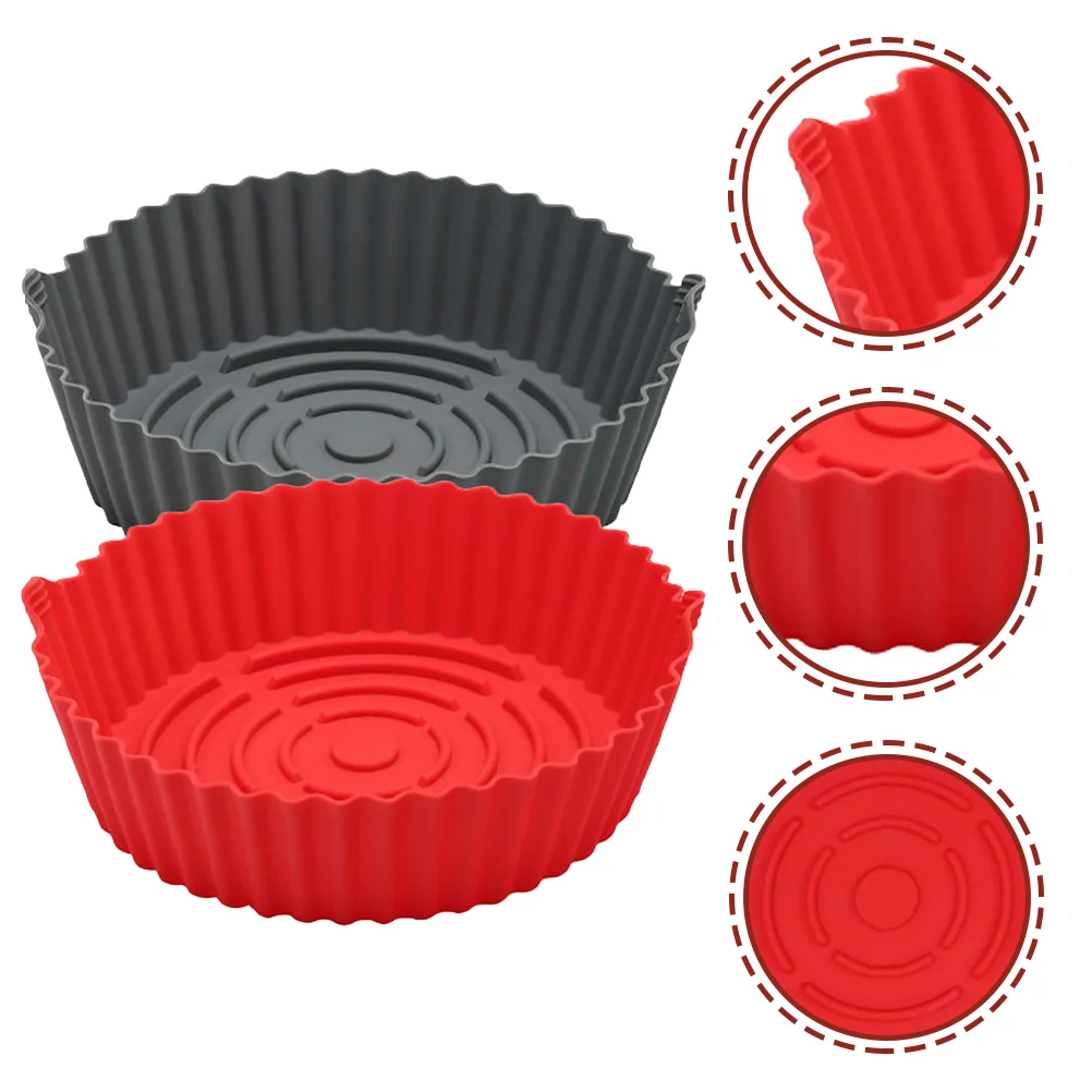 

2 Pcs Non Stick Air Fryer Pan Silicone Baking Pans Cupcake Liners Silica Gel Cooking